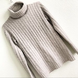 BURBERRY LONDON sweater turtle neck grey 100% cashmere cable knit long sleeve S